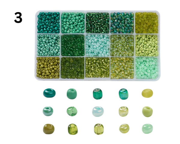 Perlen zum Auffädeln Perlen-Set 3 Rocailles FOREST grün